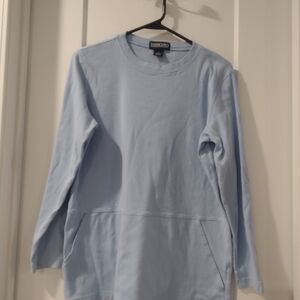 Lands' End Pale Blue Crewneck Pullover with Front Pocket